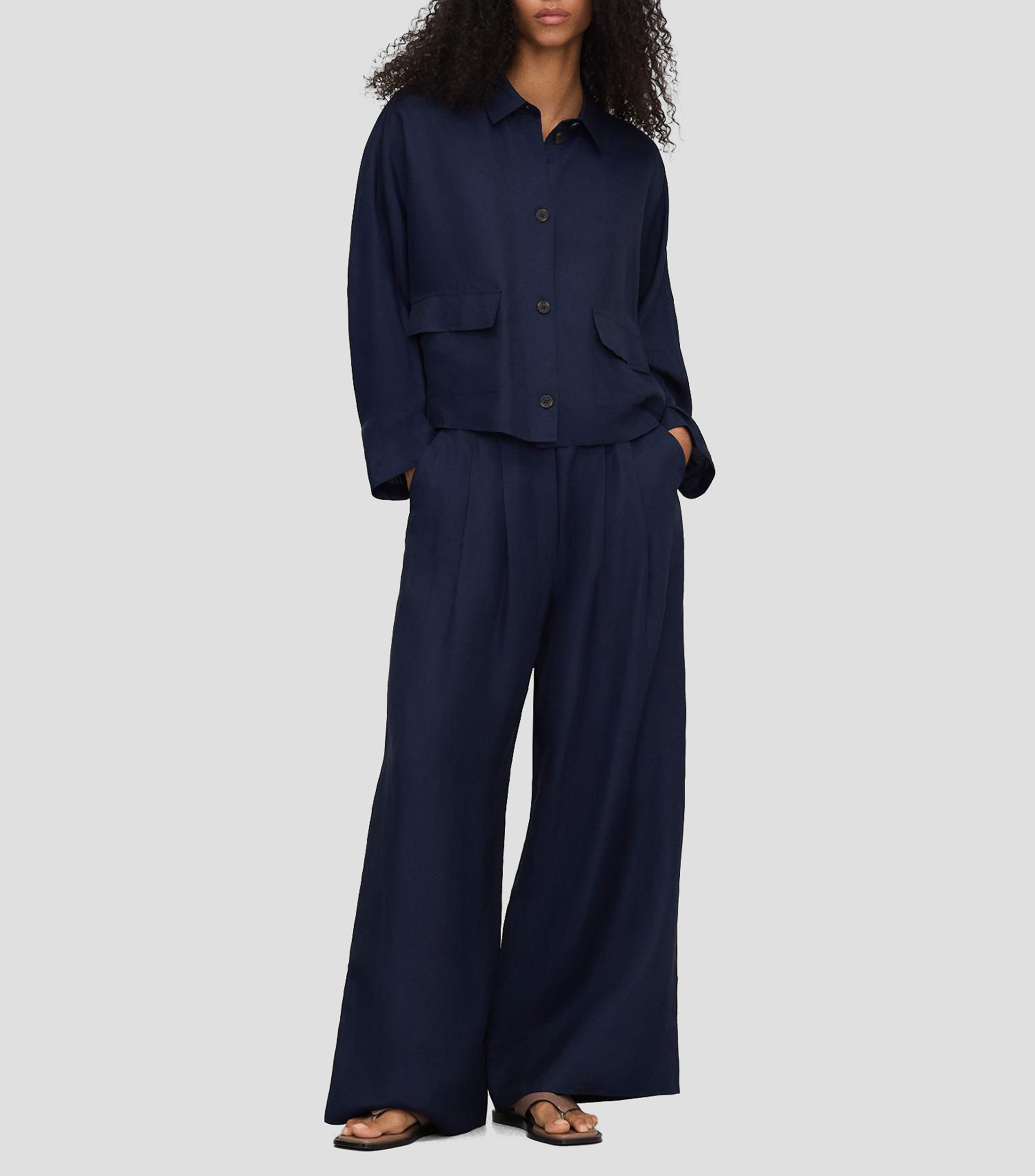Camisa lisa manga larga Mujer